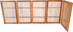 Urnporium Pet Dog Gate Freestanding, Strong Durable Folding Wooden Fence, Portable Acacia Hardwood Safety Barrier for Indoor & Outdoor Use (Brown Pet Gate, 5 Panel 30" Tall)