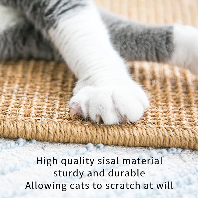 Generic Cat Scratcher Mat & Pad - Natural Sisal Cat Scratch Blanket with Tapes, Corner Scratching Pad, Furniture Couch Carpets Protector (M, 23.6 x 15.7 Inch / 1 Pack)