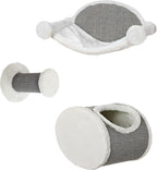 Trixie Liam Wall Mounted Cat Furniture - 3pc Cat Wall Scratcher - Climbing Shelves, Plush & Sisal Covered Condo, Hammock, and Step - Gray