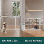 Cumbor 36" Extra Tall 29.7-51.5" Baby Gate for Stairs, Easy Walk Through Dog Gates for Doorways Extra Wide, Pressure Mounted Tall Pet Gate Indoor, Safety Auto-Close Child Gate for Kids, White