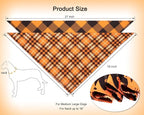 2PCS Thanksgiving Dog Bandanas,Fall Dog Bandanas,One Side Orange Plaid,The Other Side Pumpkin or Spider Web Bibs,Holiday Pet Scarf for Boy and Girl Dogs,Halloween Pet Outfit for Medium to Large Dogs