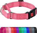 Joytale Martingale Collar for Dogs, Reflective Heavy Duty for Safety, Quick Release Buckle, Adjustable Nylon Collars for Small Dogs Walking Training, Neon Pink, S