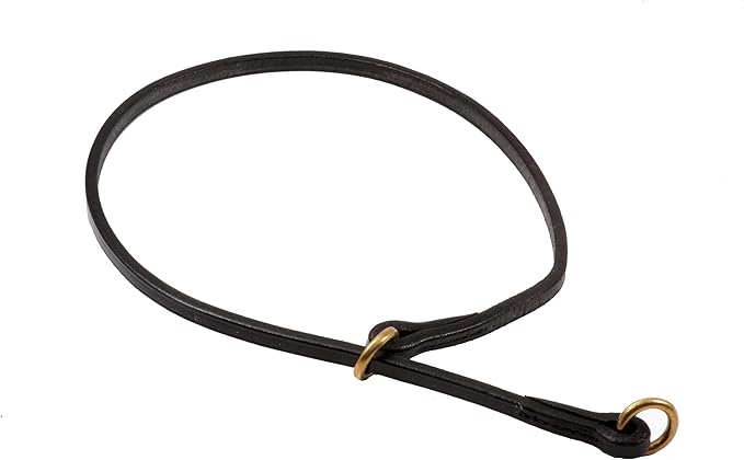 Alvalley Flat Leather Slip Dog Collar - Super Soft Durable Strong Hand Stitched Leather Dog Collar - Suitable for Training & Walking (Black, 22in Length, 5mm Thickness)