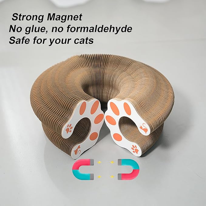 Kitty Curls Cat Toy, Magic Organ Cat Interactive Scratcher Cardboard with Bell Ball, Foldable & Changeable Accordion Shape Exercise Anxiety Relief Toy for Indoor Cats (2PCS)