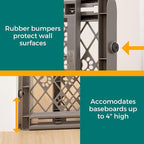 MYPET North States Paws Portable Pet Gate: 26-40" Wide. Pressure Mount. No Tools Needed. Made in USA, 23" Tall, Expandable, Durable Dog Gates for Doorways, Fieldstone Gray