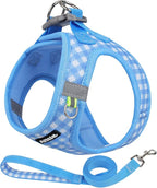 AIITLE Breathable Mesh Dog Vest Harness, No Pull Escape Proof Vest Harnesses with Reflective Bands, Adjustable Plaid Pet Outdoor Harnesses for Small and Medium Dogs Blue M