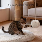 Modern Cat Tree Tower for Indoor Cats, Natural Solid Wooden Branch with Sisal Scratching Post, Log Style Cat Furniture with Perches Platform & Toy Ball for Multi-Cat Households