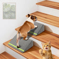 JoyBlooms Dog Ramp for Stairs for Small & Senior Dogs Cats, 40D Density Foam Gentle Slope Non-Slip Dog Stair Ramp with Glow Strip, Pet Ramp with Removable Washable Cover Gray-2pcs