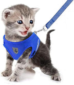FEimaX Dog Harness and Leash Set for Walking, Soft Mesh Adjustable Easy Control Lightweight Cat Vest Harnesses with Reflective Strips, Escape Proof Small Dogs Cats Vests (Blue, Small)
