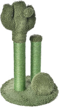 Amazon Basics Cat Scratching Post, Indoor Cactus Triple Posts for Cats & Kittens with Dangling Ball, Large, 27"H, Green