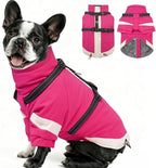 MIGOHI Warm Dog Coat Waterproof Small Dog Jacket with Harness,Reflective Fleece Snowsuit for Dogs,Windproof Puppy Coats with Legs for Cold Weather,Adjustable Pet Clothes for Puppies,Xs,Rosered