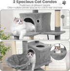 Tangkula 66 Inch Tall Cat Tree, Multi-Level Cat Tower with Sisal Scratching Posts, 2 Condos, Plush Perch, Hammock, Basket, Dangling Toys, Cat Climbing Furniture for Indoor Cats (Light Gray)