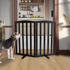 ZJSF Foldable Freestanding Indoor Dog Gate for House Wood Long Pet Gates Dog Fence for Stairs Puppy Gates for Hallways, Puppy Gate,Support Feet Included, Black, 32 "Height-2 Panels
