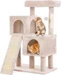 36 Inches Cat Tree for Indoor Cats, Multi-Level Cat Tower with Scratching Posts, Ramp, Plush Perch & 2 Condos, Stable for Multiple Cats Kittens House & Small Room, Beige