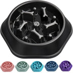 UPSKY Slow Feeder Dog Puzzle Bowl, Interactive Bloat Stop Non-Slide Lick Treat Bowl for Small Medium Dogs (Black)