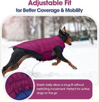 QBLEEV Reversible Dog Jacket for Large Dogs, Waterproof Windproof Winter Coat with Adjustable Hook & Loop Design, Lightweight Puffer Vest Keeps Dogs Warm & Dry, Purple, XL – Fits Pitbull, Boxer