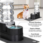 RIZZARI Large Water Dispenser for Dogs: 8L Black Raised Gravity Auto-Refill Waterer with Stainless Steel Bowl - Leak-Resistant & Easy Cleaning - Less Bending for Senior Dogs - Garage & Garden