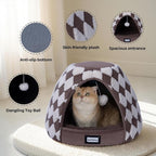 BALANCE Cat Beds for Indoor Cats, 2-in-1 Cat Bed Cave with Anti-Slip Bottom and Ultra-Soft Plush, Cozy Cats House Tent for Kittens and Small Dogs, 19 Inches, Dark Brown