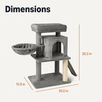 Amazon Basics Indoor Cat & Kittens Multi-Level Climbing Activity Tower with Scratching Posts, 2 Condos, FSC Certified, M - 31.1" (78.9cm) H, Grey