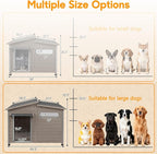Outdoor Dog House Waterproof for Small to Medium Dogs Breeds with Openable Asphalt Roof, Anti-Chewing Iron Frame, Window, Weatherproof Indoor Outside (43.5" LX 29.5" WX 33.5" H)
