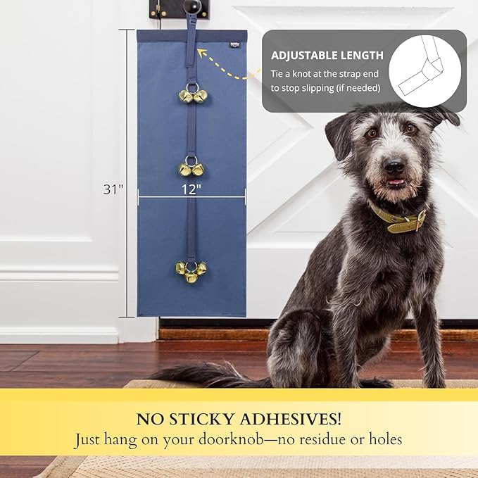 Anti-Scratch Dog Door Bell - Adjustable Puppy Potty Training Bells, Hanging Doorbell to Protect Doors & Trim