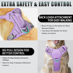 BARKBAY No Pull Dog Harness Large Reflective Dog Harness with Front Clip and Easy Control Handle for Walking Training Running with ID tag Pocket(Violet Purple,M)