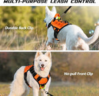 WINGOIN Orange Tactical Dog Harness for Small Dogs, Heavy Duty No Pull Harness with Handle, Adjustable Reflective Military K9 Pet Vest for French Bulldog, Pug, Walking, Training, Hunting (S)