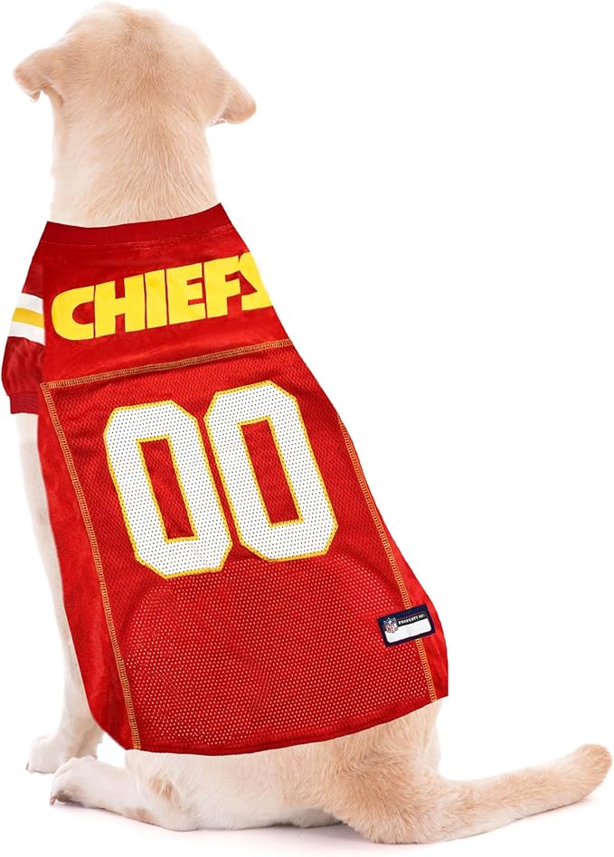 Pets First NFL Kansas City Chiefs Dog Jersey, Size Small, Football Shirt Costume for Pet, Dog Sports T-Shirt, NFL Team Clothing for Cats, Licensed Pet Apparel Available in 7 Sizes and 32 Teams