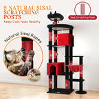 Globlazer Gothic Giant Cat Tree, 83 inch Goth Cat Tree for Indoor Cats Large Adult, XXL Cat Tower with 9 Scratching Posts for 20lb+ Heavy Duty Large Adult Cats, F83, Blood-Goth