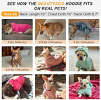 BEAUTYZOO Small Dog Hoodie Sweater with Pockets, Dog Clothes for Small Medium Dogs Boy Girl, Waffle-like Laminated Cotton Pet Coats with Hat and Leash Hole, All Weather Coat for Puppy Doggie Chihuahua