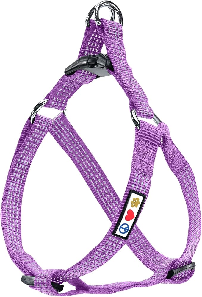 Pawtitas Reflective Step-in Dog Harness – Adjustable No-Pull Vest for Puppies to Seniors, Safe & Comfortable, M Orchid