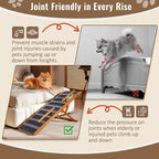 Pawaboo Dog Ramp for Small Dog, 57'' Foldable Dog Ramp for Bed, 5 Adjustable Height from 19.7'' to 30'', Portable Stable Pet Steps with Dogs Tag & Safety Side Rails, Pet Ramps for Bed Couch, Walnut