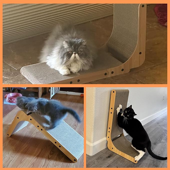 L Shaped Cat Scratcher for Indoor Cats, Cat Scratching, Cat Scratch Pad, 17 Inches Tall Scratching Post with Sturdy Base, Durable Cat Scratch Pad for Kittens & Adults, Furniture Protector