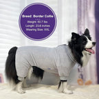 cyeollo Fleece Dog Pajamas Thermal Dogs Onesie Stretchable Large Dog Pjs Jumpsuit Warm Coat Pet Pajamas for Large Sized Dogs Girl Boy, Color Grey