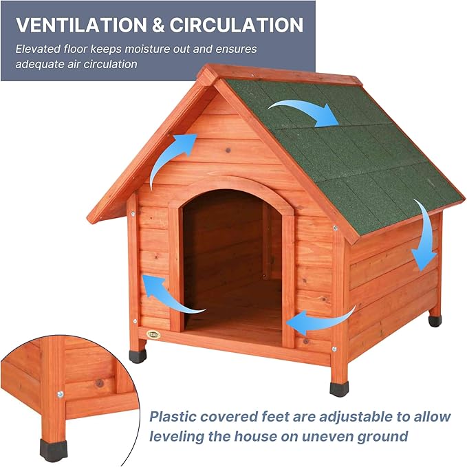 TRIXIE Natura Pitched Roof Dog House, 34.75" L X 30.5" W X 32.5" H