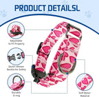 Kazazoo Martingale Collar for Dogs with Quick Release Buckle Adjustable Soft Durable Dog Collar for Small Medium Large No Pull Training Dog Collars-Hot Pink S