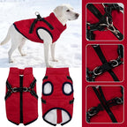 Dog Winter Coat with Harness Winter Jacket for Small Dogs Reflective Cold Weather Coats Warm Pet Vest Waterproof Snowsuit (Red, Small)