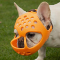 Short Snout Dog Muzzles,Soft Silicone Adjustable Breathable Bulldog Muzzle for Biting Chewing Barking Training,Ideal for Flat-Faced Dogs (L, Orange)
