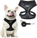 PUPTECK Soft Mesh Dog Harness and Leash Set Pet Puppy Cat Comfort Padded Vest No Pull Harnesses, Solid Black, M