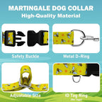 Martingale Collar for Dogs with Buckle No Pull Adjustable Nylon Limited Slip Training Dog Collars (Yellow Bee, Small)