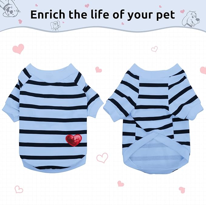 Pet Dog Striped T-Shirt Dogs Cats Cotton Vest Spring Summer Pet Apparel Tee Shirt Suitable for Small and Medium Large Pets French Bulldog Bichon
