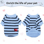 Pet Dog Striped T-Shirt Dogs Cats Cotton Vest Spring Summer Pet Apparel Tee Shirt Suitable for Small and Medium Large Pets French Bulldog Bichon