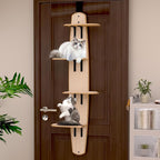 Door Hanging Cat Shelf, Multi Level Door Hanging Cat Tree, 4-Levels Over The Door Cat Tree, Vertical Space for Cats Door Hanging for Indoor Cats (1, Style)