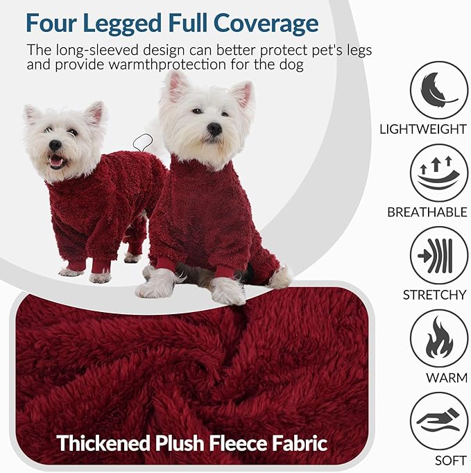 ROZKITCH Fashion Winter Dog Warm Coat Jacket, Soft Four-Legged Neck Warm Pet Sweaters for Large Sized Dog, Pullover Pet Jacket with Harness Opening DogsRed XL