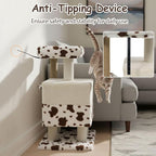 Tangkula 30 Inch Small Cat Tree, Unique Cat Tower with Jute Scratching Post, 2-Door Condo, Padded Top Perch, Jumping Platforms, Cow Print Aesthetic Cat Tree for Indoor Cats