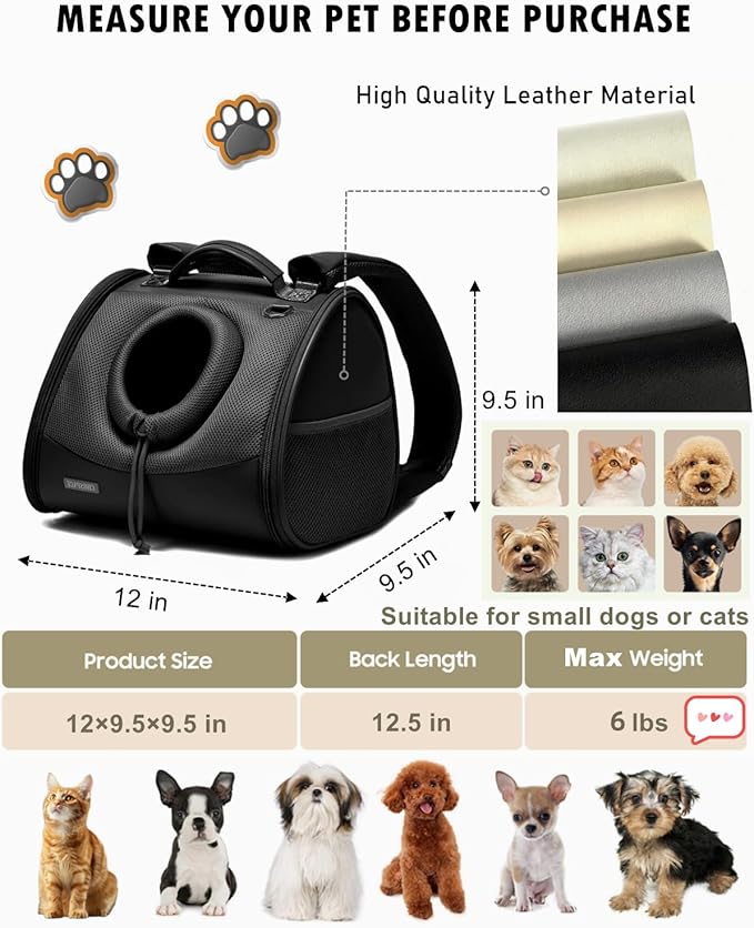 Pet Dog & Cat Chest Carrier Backpack,Adjustable Ventilated Carrier for Small Dogs Cats,Front Facing Puppy Carrier Backpack,Lightweight Doggy Backpack for Travel Hiking Outdoor (Black)