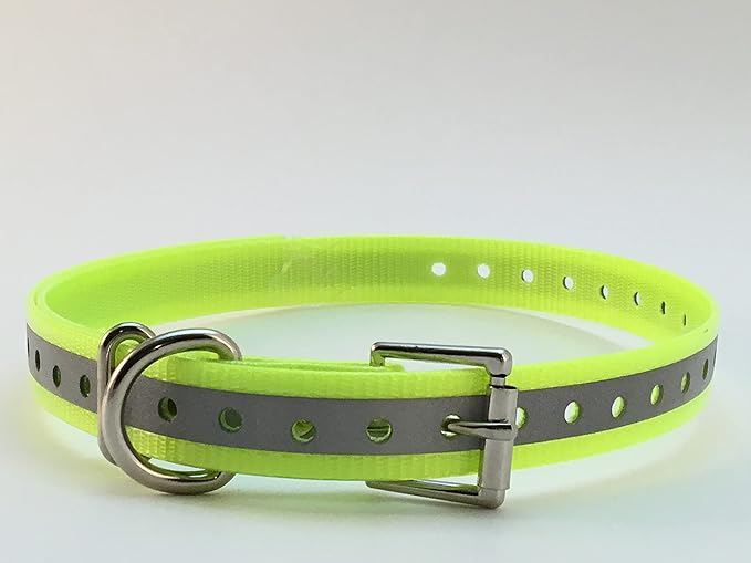 Replacement Strap for Garmin Collars - 3/4" Wide Ultra-Durable Dog E-Collar Replacement for Training, Bark, Shock, Electric, and GPS Collars - 28" Adjustable LengthGarmin (Reflective Neon Yellow)