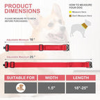 MoNiBloom Tactical Dog Collar with Handle, 1.5 Inch Wide Heavy Duty Military Collar for Medium Large Dog Walking, Training, Running, Red