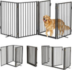 Metal Freestanding Dog Gates with Door for Outdoor Indoor,80'' Extra Wide 36'' Tall Free Standing Dog Gate for Doorways,Large Openings,Deck,Yard,Porch,Foldable Safety Pet Fence(Black,4 Panels)