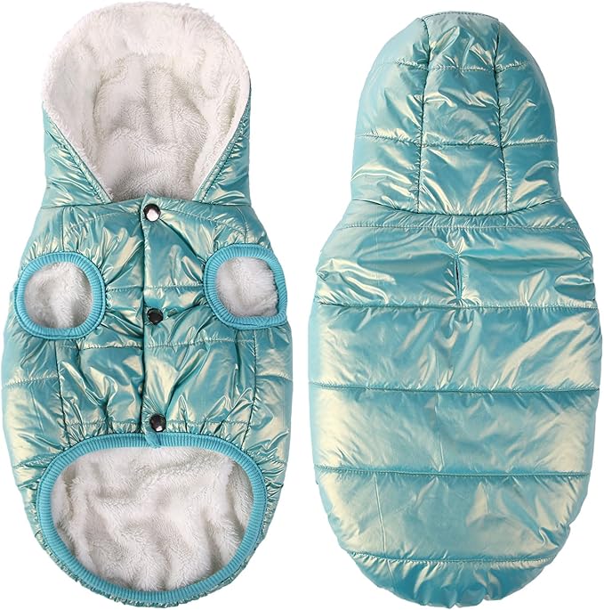 Windproof Waterproof Dog Coat Fleece & Cotton Lined Warm Jacket, Cold Weather Pet Apparel Clothes Vest for Small Medium Large Dog (XS, Mintgreen)